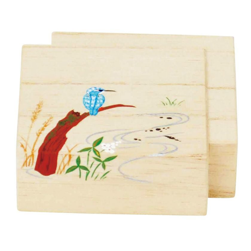 茶道具 香合（こうごう） 香合 色紙重桐木地 翡翠に沢瀉（おもだか