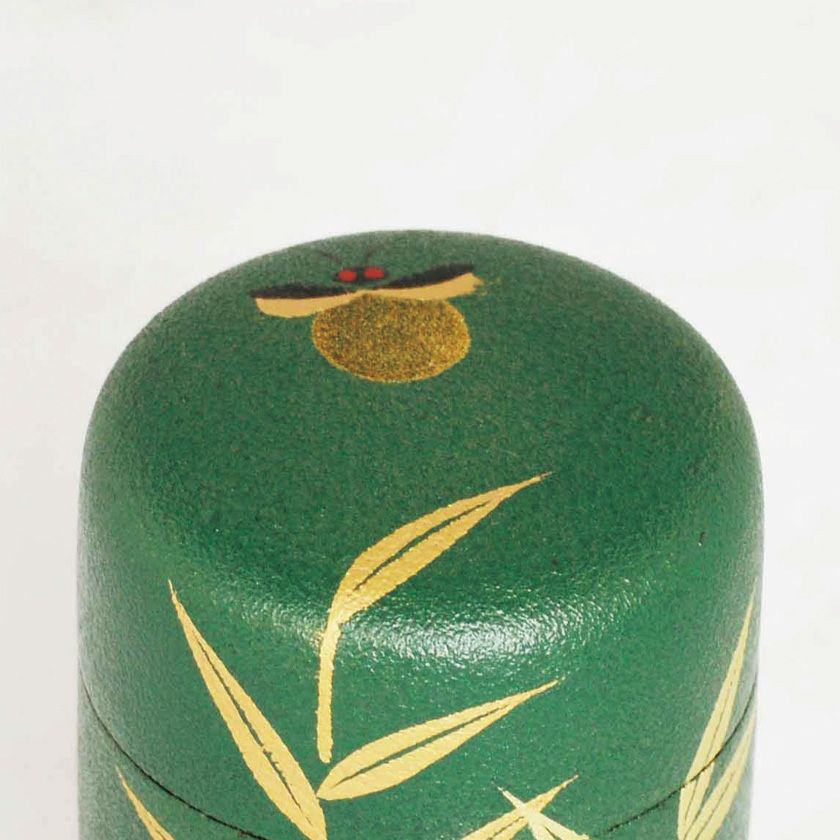 茶道具 薄茶器（うすちゃき） 長棗 青漆叩塗 蛍蒔絵 佐々木 麗峰