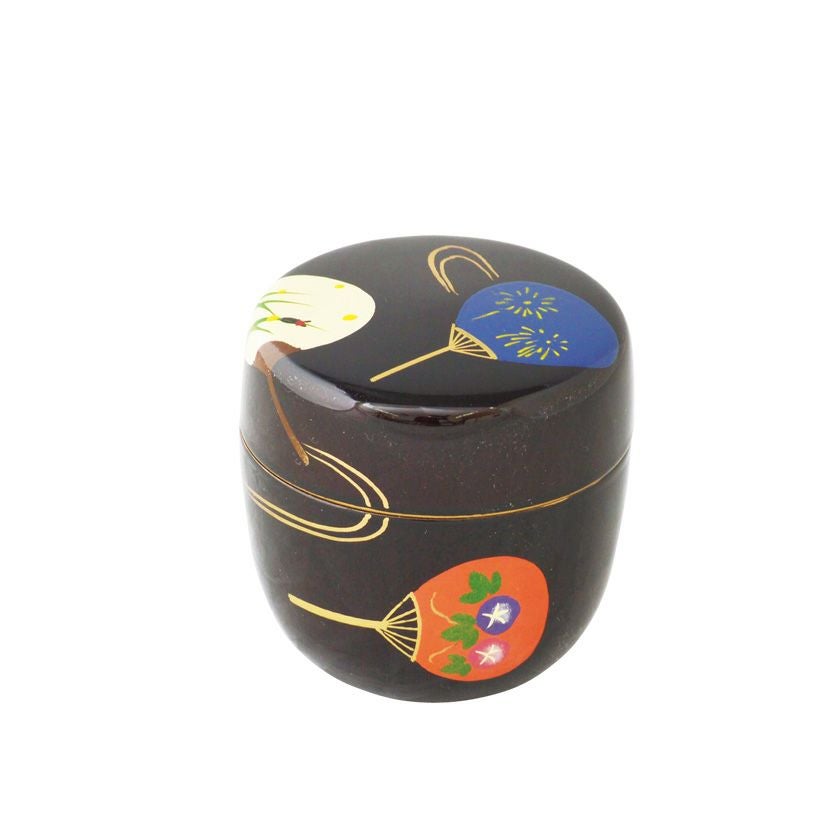 茶道具 薄茶器（うすちゃき） 溜塗中棗 団扇蒔絵（内梨子地） 樹脂製