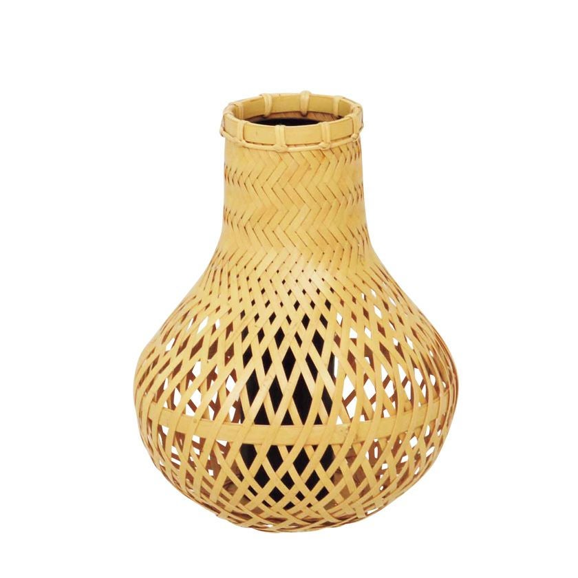 骨董品　華道道具　筒型花器　大正時代から昭和初期　S1068KOTK 茶道具 花籠（はなかご） 白竹鶴首籠（置） 国産 松本 東公斎 | 千年の
