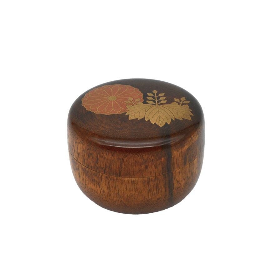 茶道具 薄茶器（うすちゃき） 平棗 黒柿 菊桐蒔絵 福田 芳朗 | 千年の
