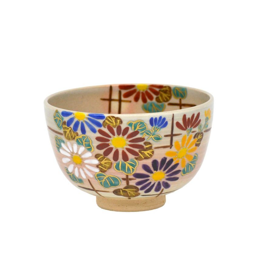 抹茶茶碗 茶道具 抹茶茶碗（まっちゃちゃわん） 京焼 色絵 杜若 茶碗 田中 方円