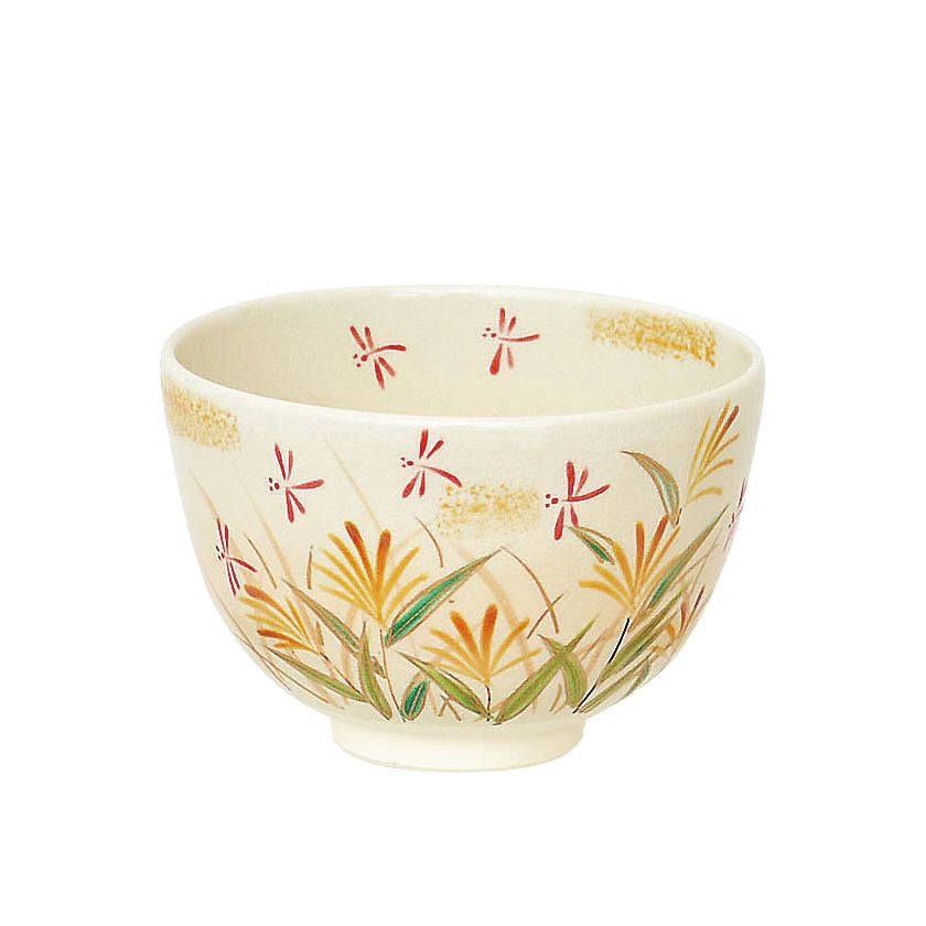 茶道具 抹茶茶碗（まっちゃちゃわん） 茶碗 色絵 すすきに赤とんぼ 加藤 起楽 抹茶茶碗は茶の湯文化である表千家・裏千家の茶道具や抹茶を専門に扱う千紀園（せんきえん）が通販で販売しています。茶会また初心者向けのお稽古用にご利用いただける抹茶碗です。贈り物・ギフトにも人気です。