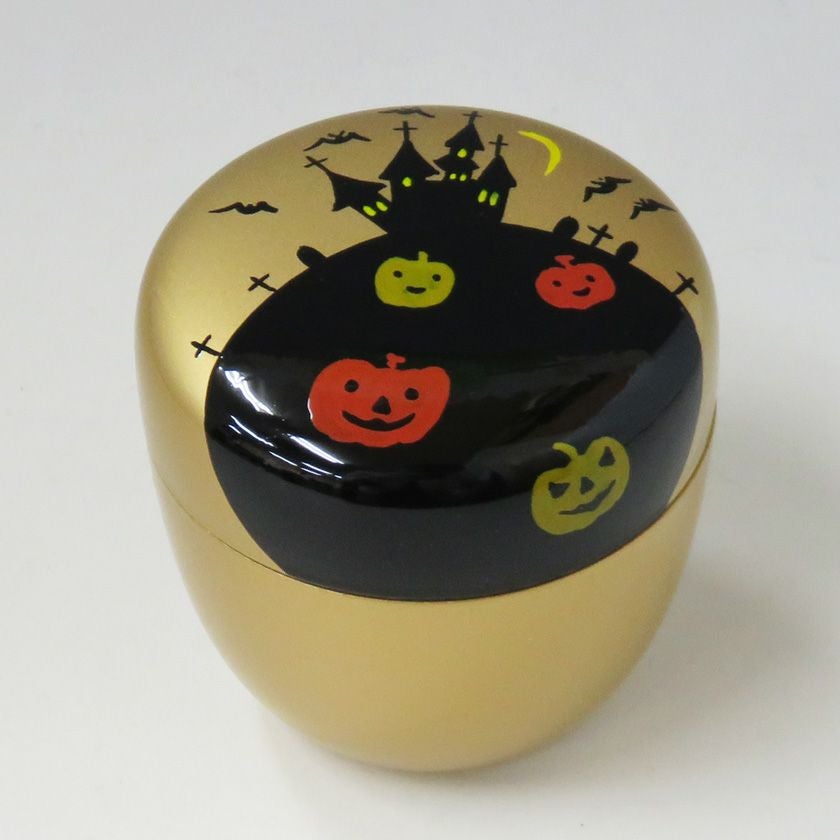 茶道具 薄茶器（うすちゃき） 中棗 金地 ハロウィン蒔絵 【樹脂製