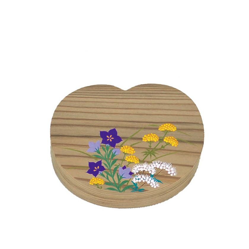 茶道具 香合（こうごう） 団扇形香合 神代杉 秋草蒔絵 竹中 治峰