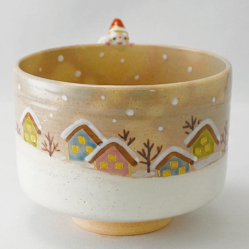 茶道具 抹茶茶碗（まっちゃちゃわん） 京焼 サンタクロース茶碗 竹中 洸祥　クリスマス Xmas 抹茶茶碗は茶の湯文化である表千家・裏千家の茶道具や抹茶を専門に扱う千紀園（せんきえん）が通販で販売しています。茶会また初心者向けのお稽古用にご利用いただける抹茶碗です。贈り物・ギフトにも人気です。