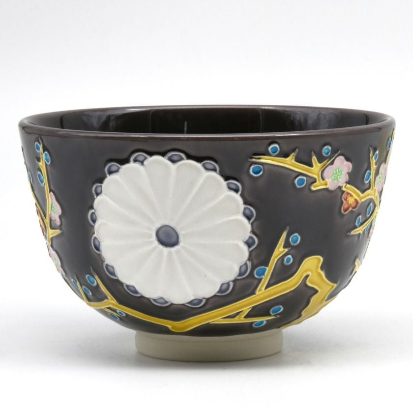 茶道具 抹茶茶碗（まっちゃちゃわん） 茶碗　紫交趾 令和 中村 翠嵐 勅題 御題「和」 抹茶茶碗は茶の湯文化である表千家・裏千家の茶道具や抹茶を専門に扱う千紀園（せんきえん）が通販で販売しています。茶会また初心者向けのお稽古用にご利用いただける抹茶碗です。贈り物・ギフトにも人気です。