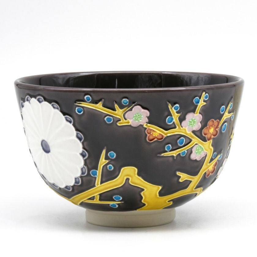 茶道具 抹茶茶碗（まっちゃちゃわん） 茶碗　紫交趾 令和 中村 翠嵐 勅題 御題「和」 抹茶茶碗は茶の湯文化である表千家・裏千家の茶道具や抹茶を専門に扱う千紀園（せんきえん）が通販で販売しています。茶会また初心者向けのお稽古用にご利用いただける抹茶碗です。贈り物・ギフトにも人気です。