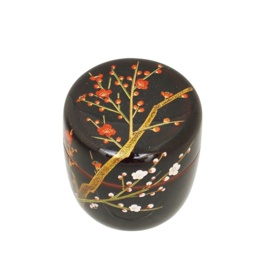 茶道具 薄茶器（うすちゃき） 溜塗中棗 紅白梅蒔絵 佐々木 麗峰 | 千年