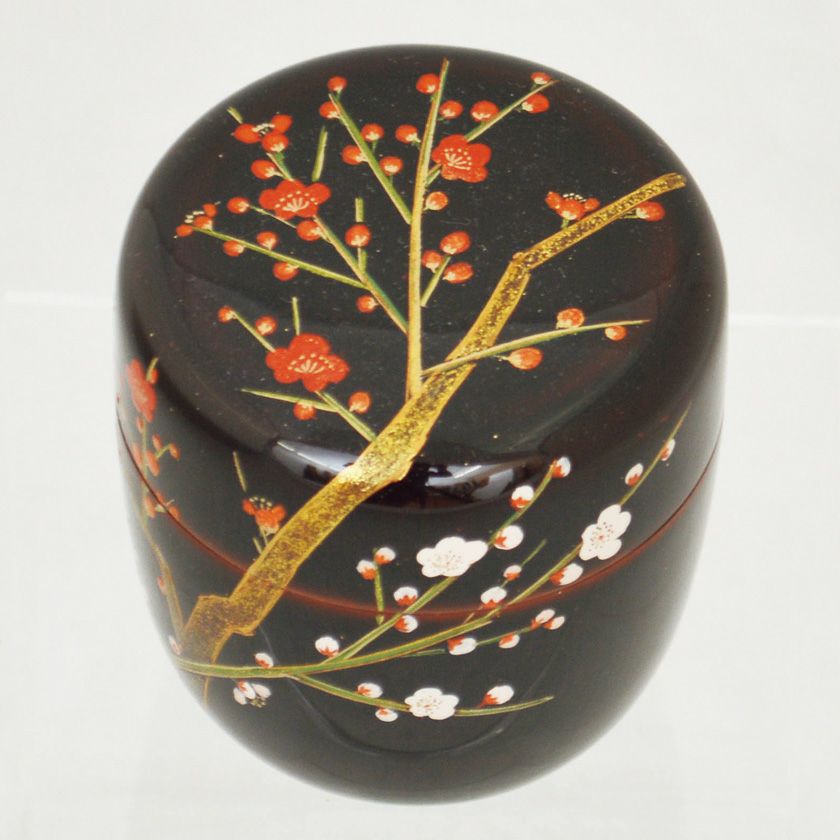 茶道具 薄茶器（うすちゃき） 溜塗中棗 紅白梅蒔絵 佐々木 麗峰 | 千年