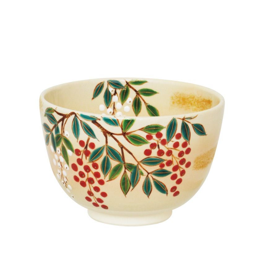 茶道具 抹茶茶碗（まっちゃちゃわん） 茶碗 色絵 南天 加藤 起楽