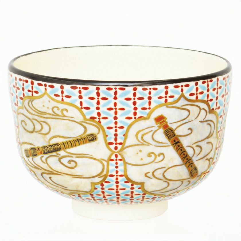 茶道具 抹茶茶碗（まっちゃちゃわん） 茶碗 色絵 和楽器 清閑寺窯 歌会始 勅題 御題「和」 抹茶茶碗は茶の湯文化である表千家・裏千家の茶道具や抹茶を専門に扱う千紀園（せんきえん）が通販で販売しています。茶会また初心者向けのお稽古用にご利用いただける抹茶碗です。贈り物・ギフトにも人気です。