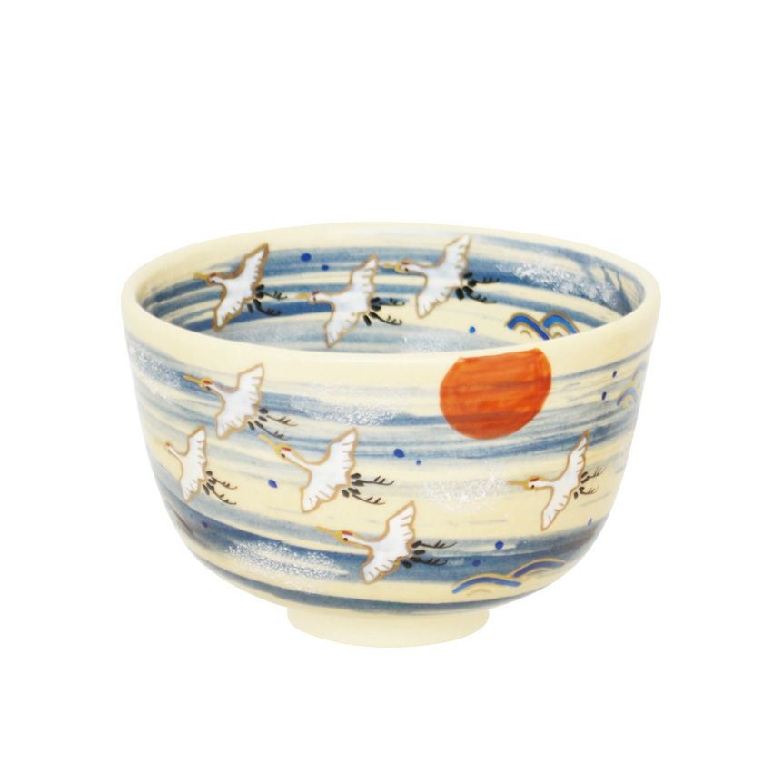 茶道具 抹茶茶碗（まっちゃちゃわん） 茶碗 色絵 日の出鶴 東山 深山 干支 辰（たつ 龍 竜 りゅう） 抹茶茶碗は茶の湯文化である表千家・裏千家の茶道具や抹茶を専門に扱う千紀園（せんきえん）が通販で販売しています。茶会また初心者向けのお稽古用にご利用いただける抹茶碗です。贈り物・ギフトにも人気です。