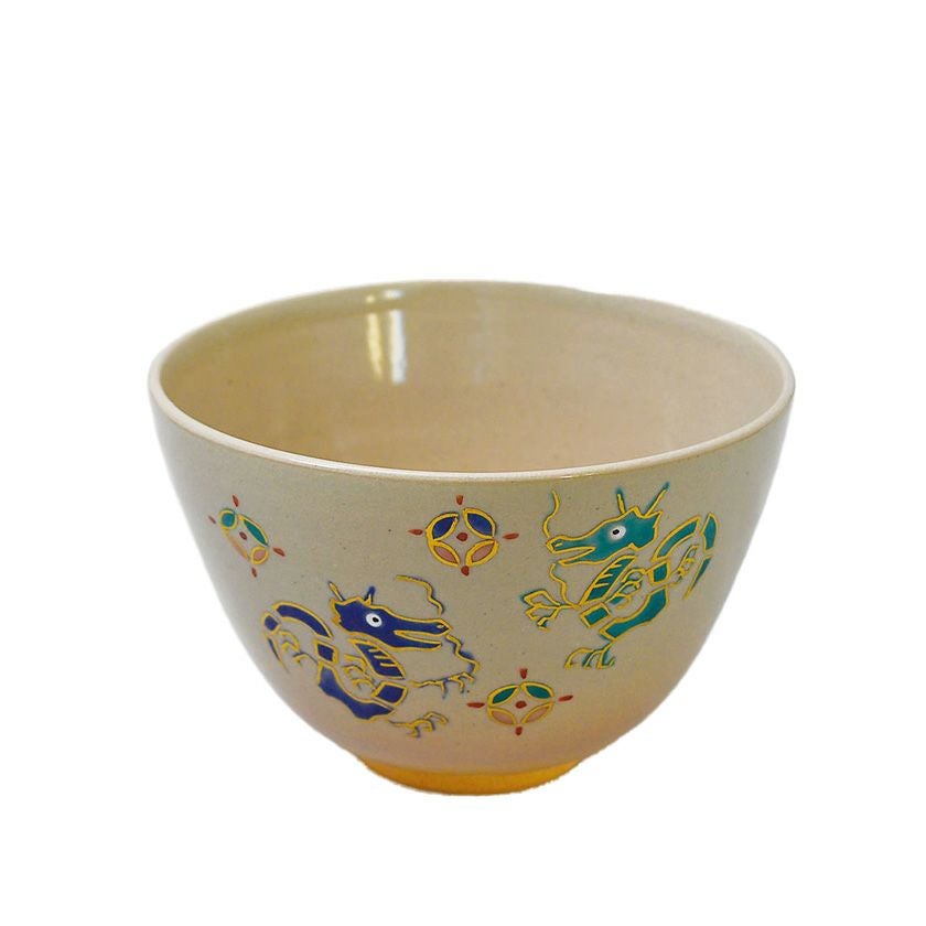 茶道具 抹茶茶碗（まっちゃちゃわん） 色絵茶碗 龍紋に七宝 木村 利斉 干支 辰（たつ、タツ、龍、竜） 抹茶茶碗は茶の湯文化である表千家・裏千家の茶道具や抹茶を専門に扱う千紀園（せんきえん）が通販で販売しています。茶会また初心者向けのお稽古用にご利用いただける抹茶碗です。贈り物・ギフトにも人気です。