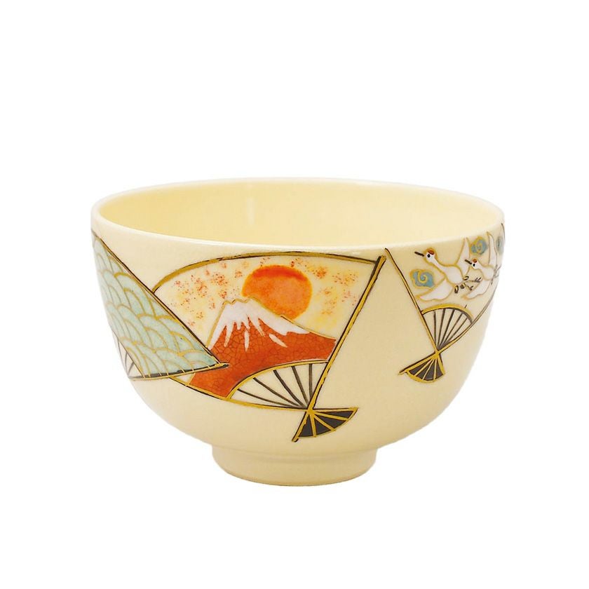 茶道具 抹茶茶碗（まっちゃちゃわん） 色絵茶碗 和扇子 小野 志峰 歌会始 勅題 御題「和」 抹茶茶碗は茶の湯文化である表千家・裏千家の茶道具や抹茶を専門に扱う千紀園（せんきえん）が通販で販売しています。茶会また初心者向けのお稽古用にご利用いただける抹茶碗です。贈り物・ギフトにも人気です。