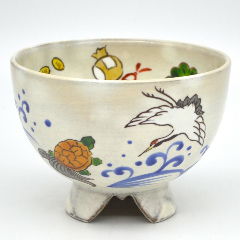 高鶴淳 抹茶 茶碗 茶道具 茶道具 抹茶茶碗（まっちゃちゃわん） 茶碗 鶴亀 富士山高台 清和窯