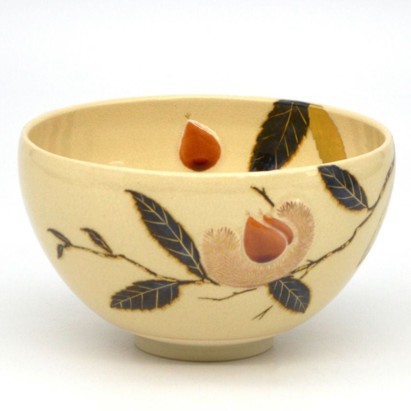茶道具 抹茶茶碗（まっちゃちゃわん） 茶碗 浮彫 栗 今岡 三四郎