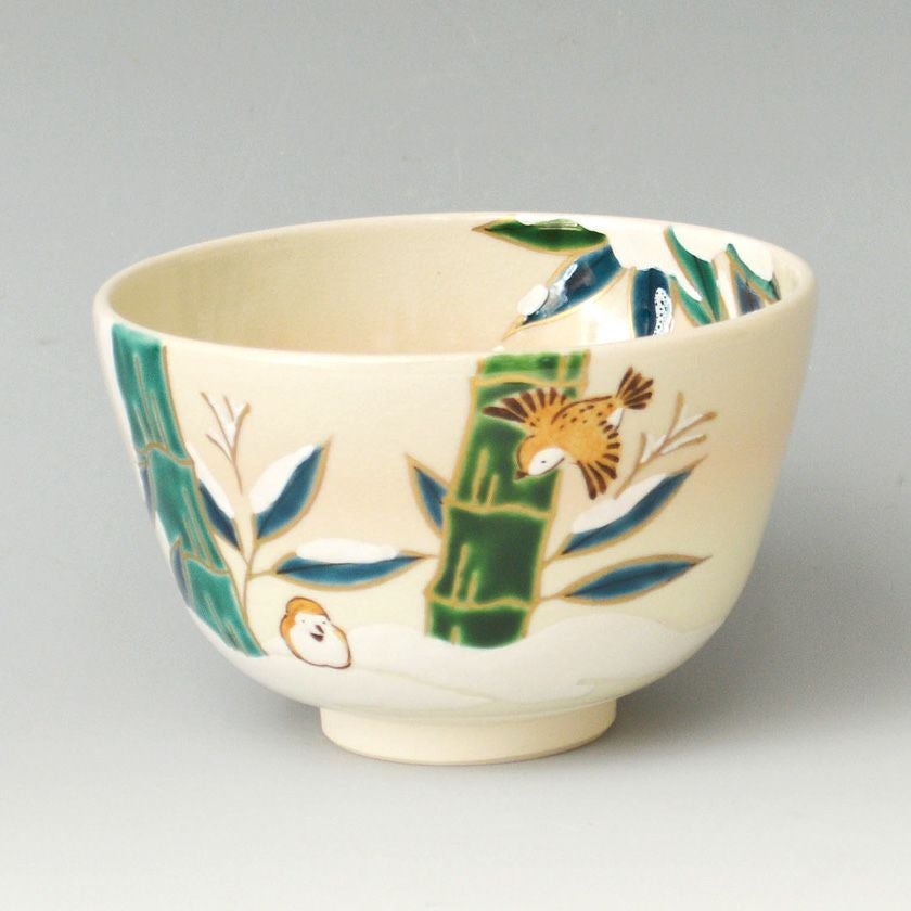 c980 抹茶碗 宮永東山 茶道具 合わせ箱 茶道具 抹茶茶碗 東山深山 色絵 収穫祭（縁付）