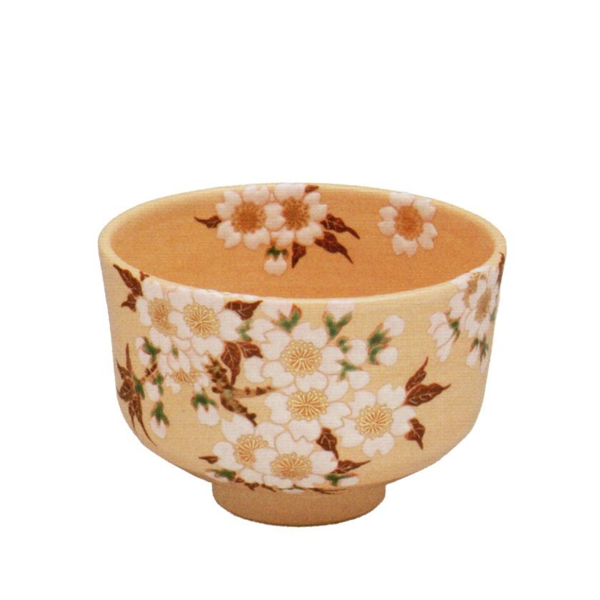 茶道具 抹茶茶碗（まっちゃちゃわん） 京焼 色絵 山桜 茶碗 田中 方円