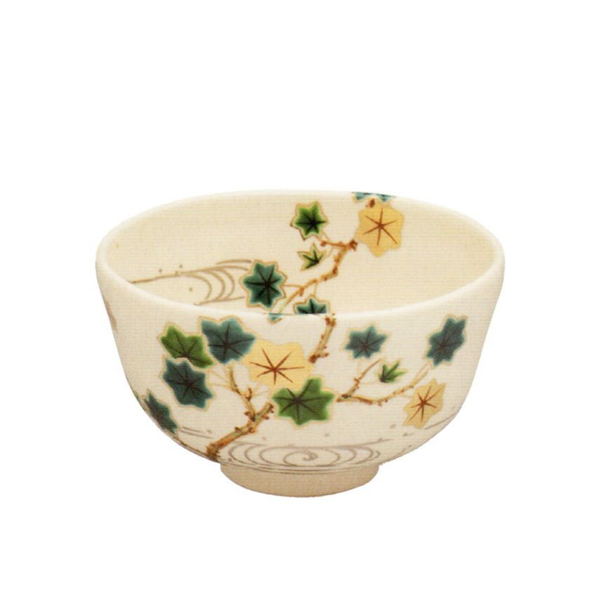 茶道具 抹茶茶碗（まっちゃちゃわん） 京焼 色絵 青楓ニ流水 茶碗 田中