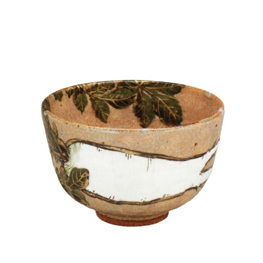 茶道具 茶碗 茶碗 灰釉掛分け富士山に桜絵 茶器＆茶道具 抹茶碗 - Sazen Tea