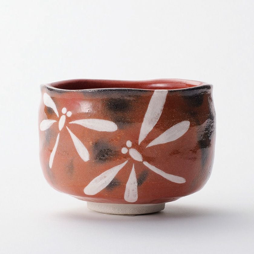 【茶道具】赤楽　灰器　吉村楽入作 茶道具 楽茶碗（らくちゃわん） 季節茶碗 赤楽 蜻蛉 とんぼ 吉村 楽入
