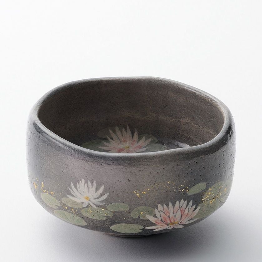 茶道具 平茶碗（ひらちゃわん） 季節茶碗 馬盥形 蓮の絵 吉村楽入