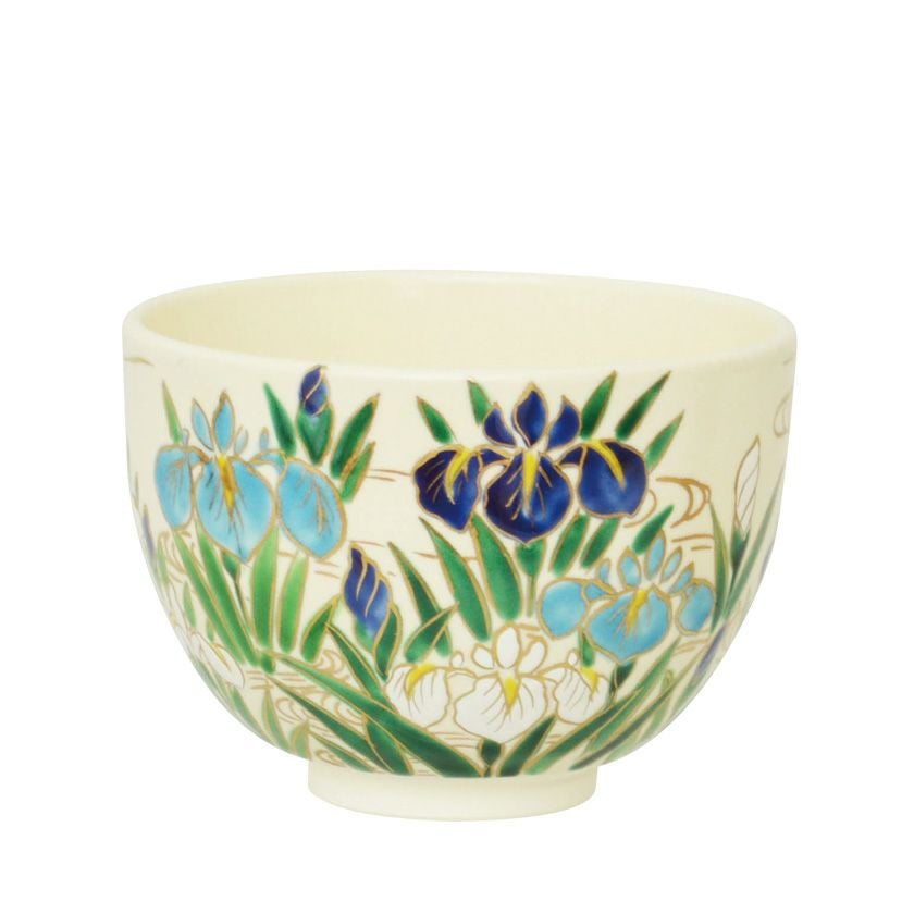 A-6 茶碗 平安陶扇 南天撫子 菖蒲 茶道具 抹茶 和食器 茶の湯 花 色絵 茶道具 抹茶茶碗（まっちゃちゃわん） 茶碗 色絵 菖蒲 今岡 都 端午の