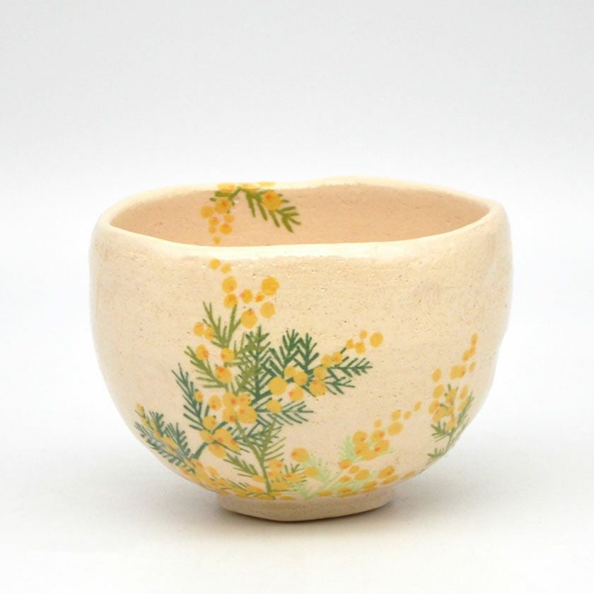 茶道具 楽茶碗（らくちゃわん） 茶碗 白楽 ミモザ 吉村 楽入 | 千年の