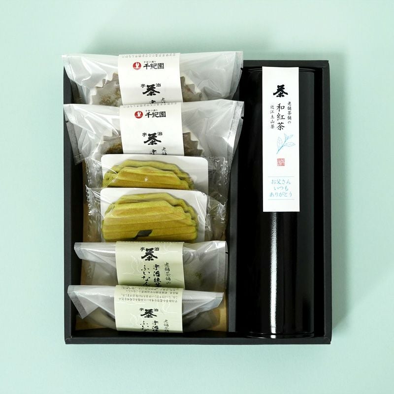 千紀園（せんきえん）の【父の日限定】和紅茶と宇治抹茶焼き菓子詰合せ＜父の日茶缶付＞