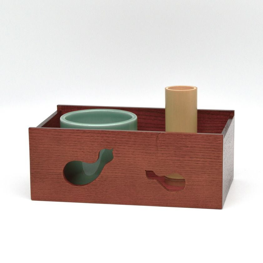骨董　煙草盆　つぼつぼ　茶道具　２つ　木製　漆器 染め付け 漆器 茶器/茶道具 煙草盆用道具（莨盆用道具）】 煙草入れ（莨入れ） 漆塗り