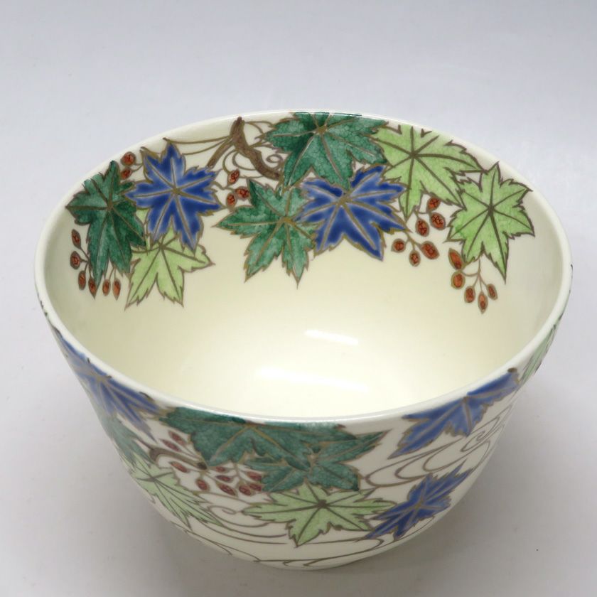 茶碗　色絵　青瓢箪　加藤永山　抹茶茶碗　抹茶碗　茶道具　抹茶 茶道具 抹茶茶碗（まっちゃちゃわん） 茶碗 色絵 青楓に流水 加藤 永山