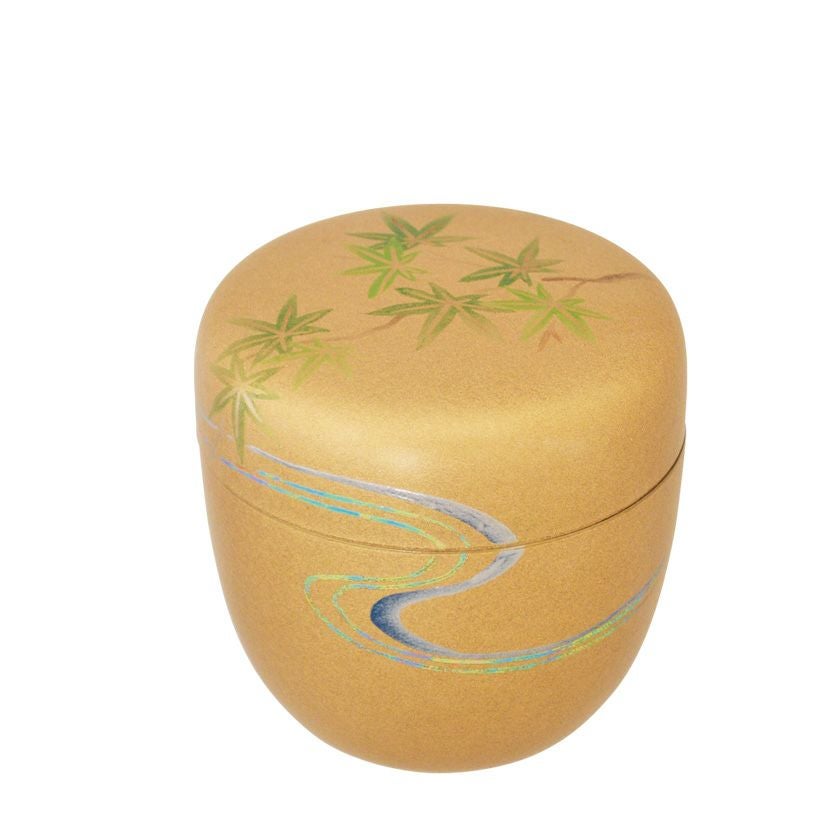 茶道具 薄茶器（うすちゃき） 梨子地中棗 青楓流水蒔絵 （内梨子地