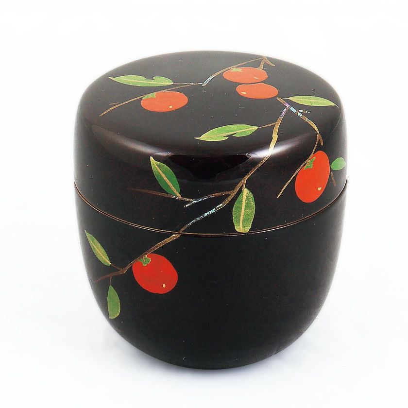 茶道具 薄茶器（うすちゃき） 溜塗中棗 柿蒔絵（内梨子地） 【樹脂製