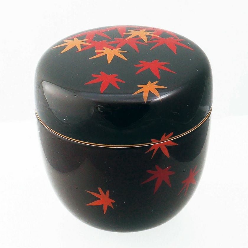 茶道具 薄茶器（うすちゃき） 溜塗中棗 紅葉流水蒔絵（内梨子地