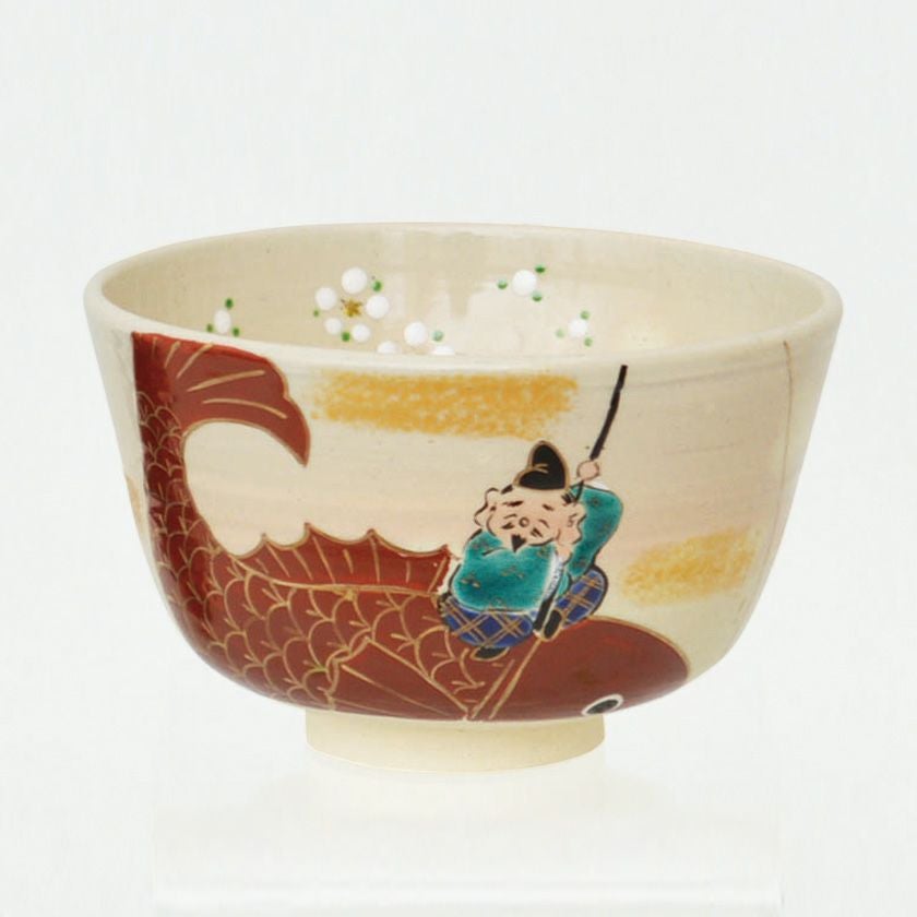 茶道具 抹茶茶碗（まっちゃちゃわん） 茶碗 色絵 恵比寿さん 東山 深山