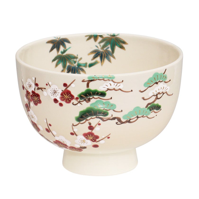 茶道具 抹茶茶碗（まっちゃちゃわん） 茶碗 色絵 松竹梅 加藤 永山 抹茶茶碗は茶の湯文化である表千家・裏千家の茶道具や抹茶を専門に扱う千紀園（せんきえん）が通販で販売しています。茶会また初心者向けのお稽古用にご利用いただける抹茶碗です。贈り物・ギフトにも人気です。