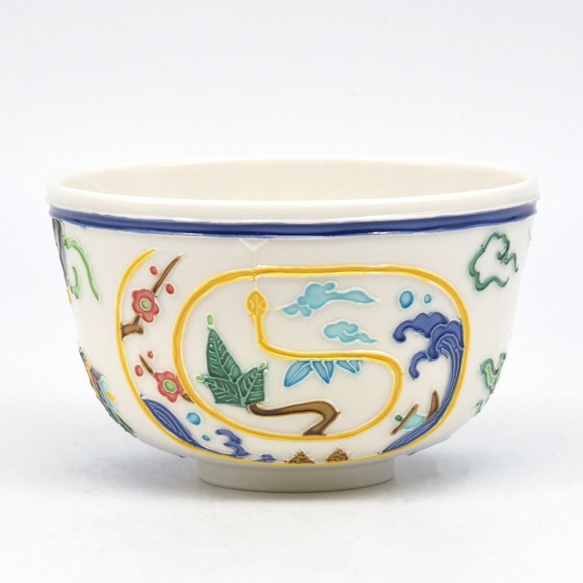 茶道具 抹茶茶碗（まっちゃちゃわん） 茶碗 交趾 巳・蓬莱図 中村 翠嵐 干支 巳（み、蛇、へび） 抹茶茶碗は茶の湯文化である表千家・裏千家の茶道具や抹茶を専門に扱う千紀園（せんきえん）が通販で販売しています。茶会また初心者向けのお稽古用にご利用いただける抹茶碗です。贈り物・ギフトにも人気です。