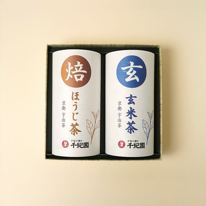 老舗茶舗千紀園の宇治茶詰合せ 極上ほうじ茶 極上玄米茶  2本詰め