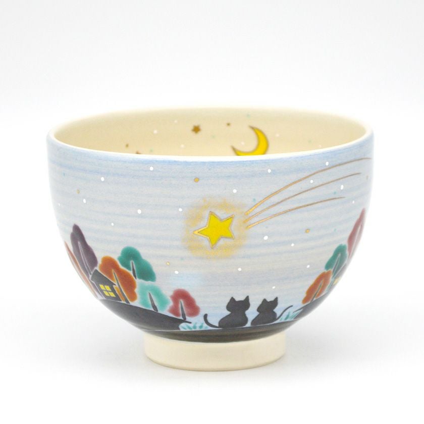 茶道具 抹茶茶碗（まっちゃちゃわん） 茶碗 流れ星 見谷 福峰 歌会始 勅題 御題「夢」 抹茶茶碗は茶の湯文化である表千家・裏千家の茶道具や抹茶を専門に扱う千紀園（せんきえん）が通販で販売しています。茶会また初心者向けのお稽古用にご利用いただける抹茶碗です。贈り物・ギフトにも人気です。