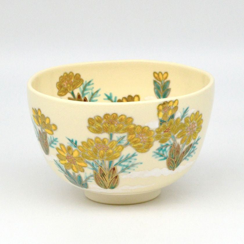 抹茶碗 仁清 秋草 伊坂清香 茶道具 新品 茶道具 抹茶茶碗（まっちゃちゃわん） 茶碗 仁清 福寿草 伊坂 清香