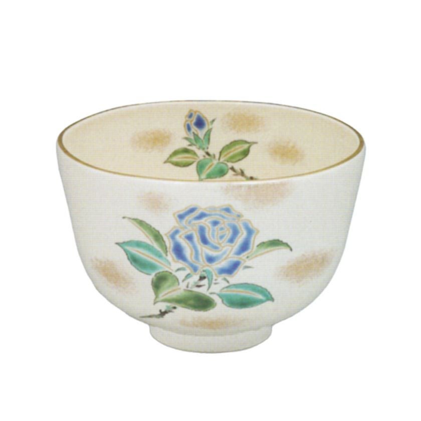 茶道具 抹茶茶碗（まっちゃちゃわん） 色絵 青いバラ 茶碗 中村 良二 歌会始 勅題 御題「夢」 抹茶茶碗は茶の湯文化である表千家・裏千家の茶道具や抹茶を専門に扱う千紀園（せんきえん）が通販で販売しています。茶会また初心者向けのお稽古用にご利用いただける抹茶碗です。贈り物・ギフトにも人気です。