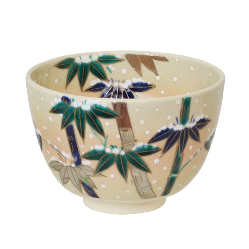 茶道具 抹茶茶碗（まっちゃちゃわん） 茶碗 色絵 雪竹 加藤 起楽