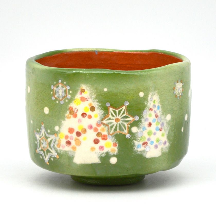 茶道具 抹茶茶碗（まっちゃちゃわん） 茶碗 クリスマスツリー 吉村 楽入 クリスマス Xmas Christmas 聖誕節 抹茶茶碗は茶の湯文化である表千家・裏千家の茶道具や抹茶を専門に扱う千紀園（せんきえん）が通販で販売しています。茶会また初心者向けのお稽古用にご利用いただける抹茶碗です。贈り物・ギフトにも人気です。