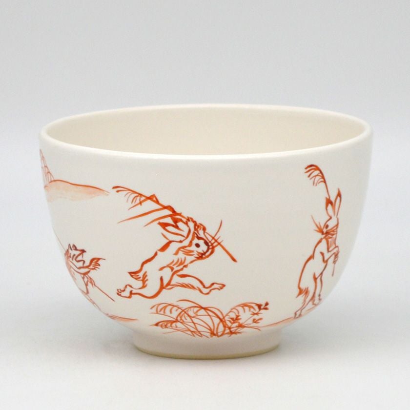 茶道具 抹茶茶碗（まっちゃちゃわん） 茶碗 白釉 鳥獣戯画 山岡 善高