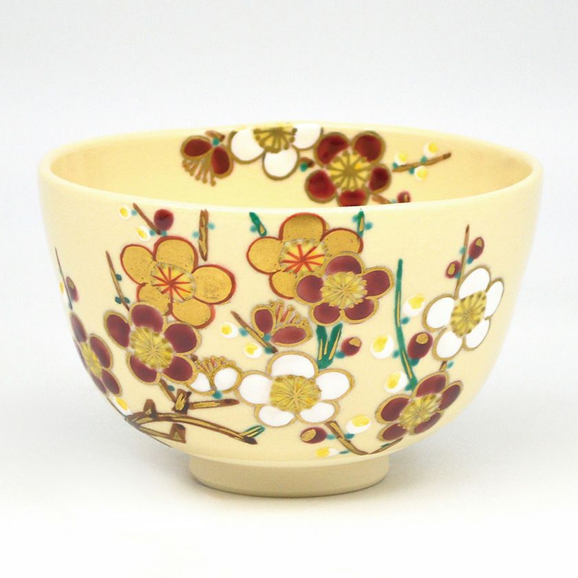 茶碗 仁清 紅白梅 伊坂清香 茶道具 新品 茶道具 抹茶茶碗（まっちゃちゃわん） 茶碗 仁清 紅白梅 伊坂 清香