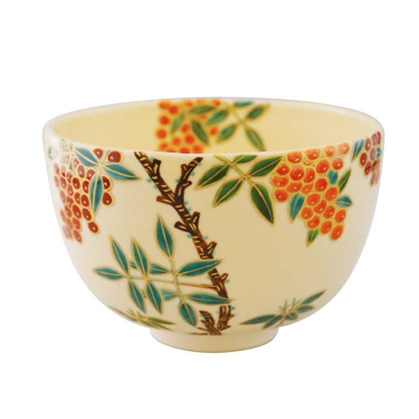 中村能久 茶碗 　茶道具 抹茶茶碗 扇面草花 通年物 春夏秋冬 中村能久作 仁清茶碗 茶道具 茶器