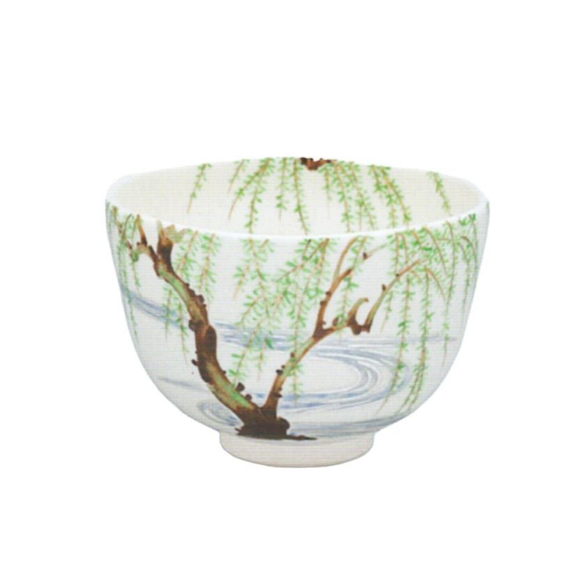 茶道具 抹茶茶碗（まっちゃちゃわん） 色絵 柳ニ流水 茶碗 田中 方円