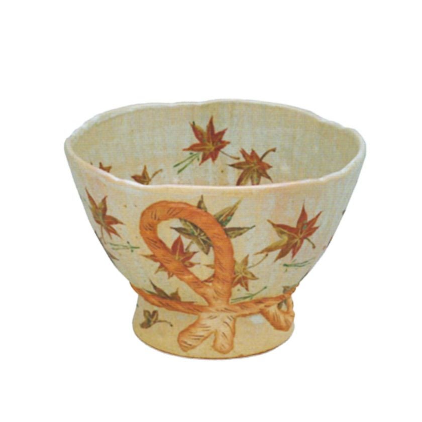 茶道具 抹茶茶碗（まっちゃちゃわん） 灰釉 束柴松葉紅葉 茶碗 中村