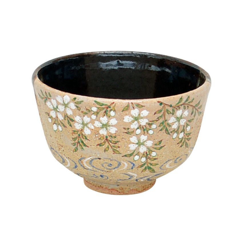 茶道具 抹茶茶碗（まっちゃちゃわん） 茶碗 灰釉 掛分 枝垂桜絵 中村